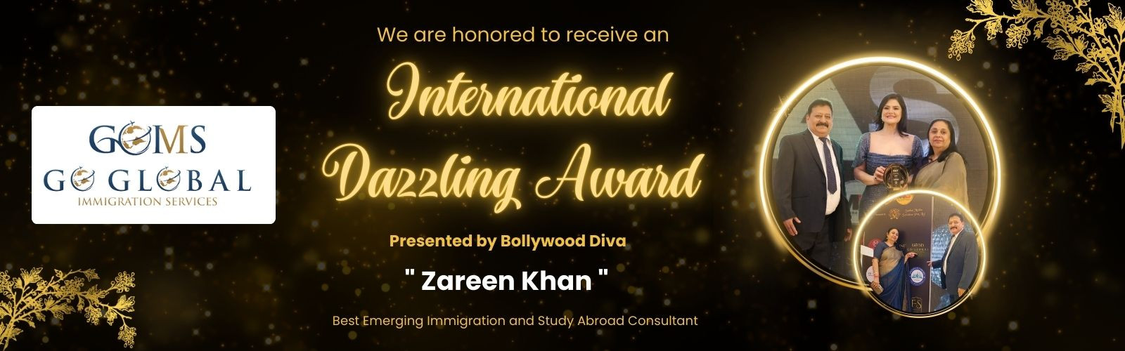 International Dazzling Award by Zareen Khan - Go-Global Immigration Services