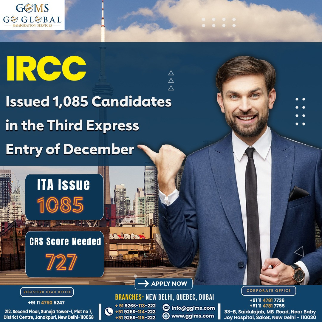 IRCC Issued 1,085 Candidates in the Third Express Entry of December