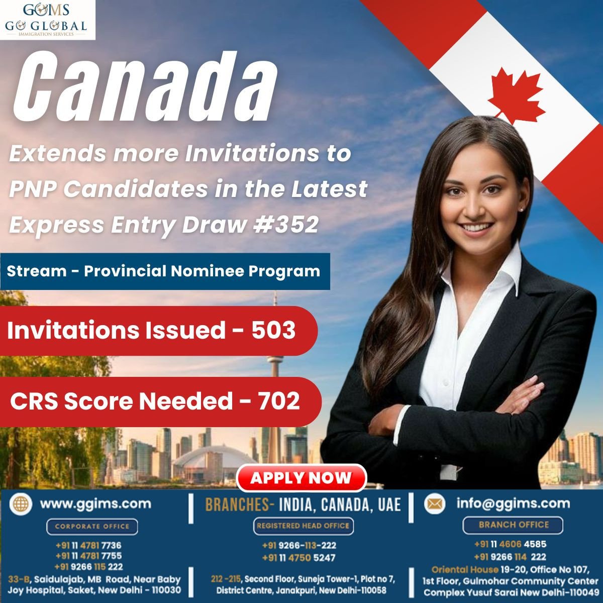 Canada Extends More Invitations to PNP Candidates in Latest Express Entry Draw #352