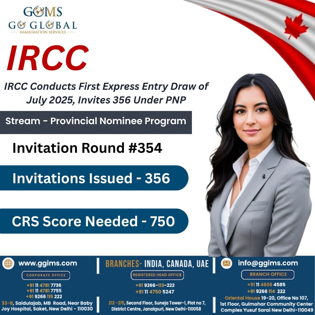 IRCC Conducts First Express Entry Draw of July 2025, Invites 356 Under PNP
